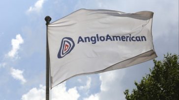 A flag with the Anglo American logo