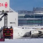 First responders work at the Delta Air Lines plane crash site at Toronto Pearson International Airport in Mississauga, Ontario, Canada on February 17 2025