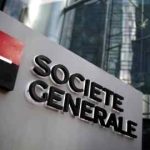 Señal de Société Générale fuera de su sede en París