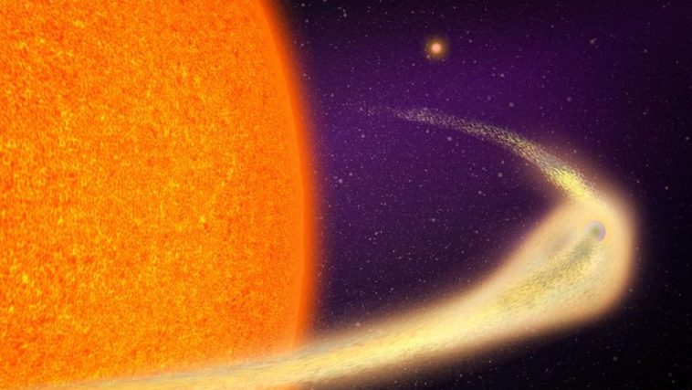 Planeta con cola en forma de cometa observada desintegrando cerca de su estrella